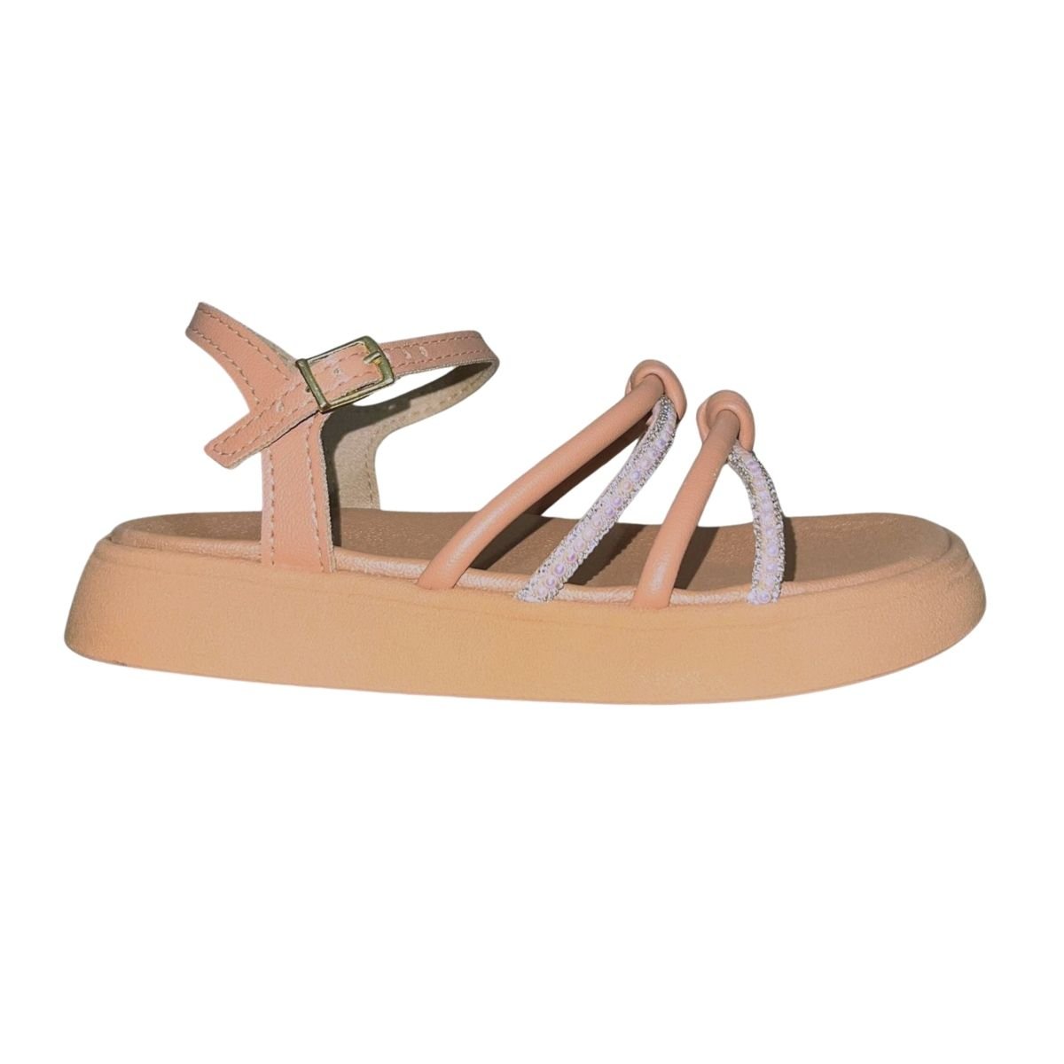 Sandália Flatform com Pedrarias Infantil Menina Molekinha 2358.106 Nude