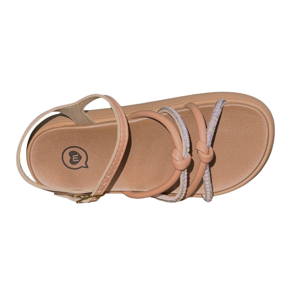 Sandália Flatform com Pedrarias Infantil Menina Molekinha 2358.106 Nude Bege 3