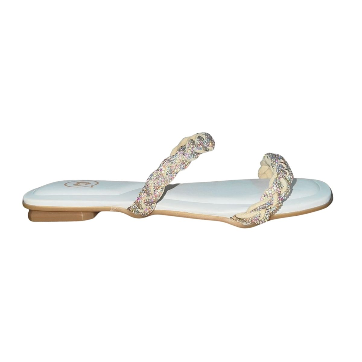Sandália Rasteira Slide com Strass Infantil Menina Molekinha 2354.108 Branco