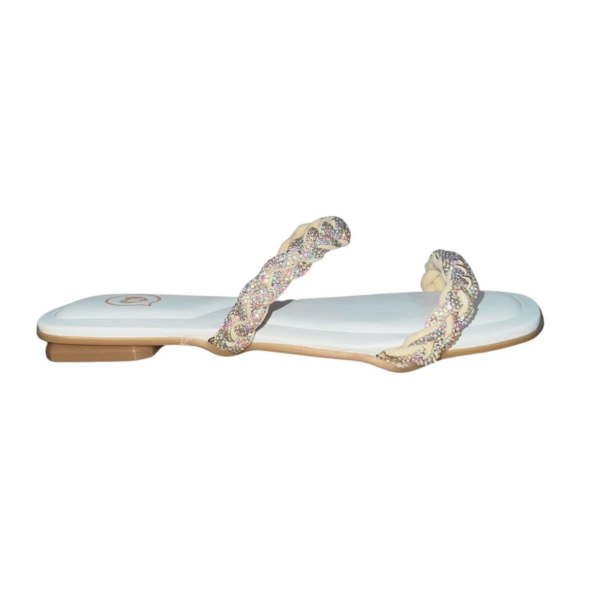 Sandália Rasteira Slide com Strass Infantil Menina Molekinha 2354.108 Branco Branco 2