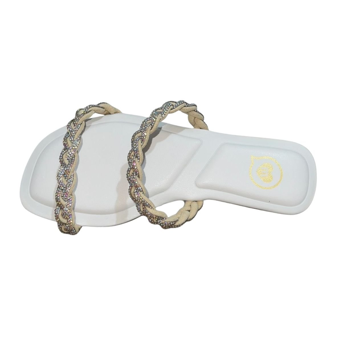 Sandália Rasteira Slide com Strass Infantil Menina Molekinha 2354.108 Branco Branco 4