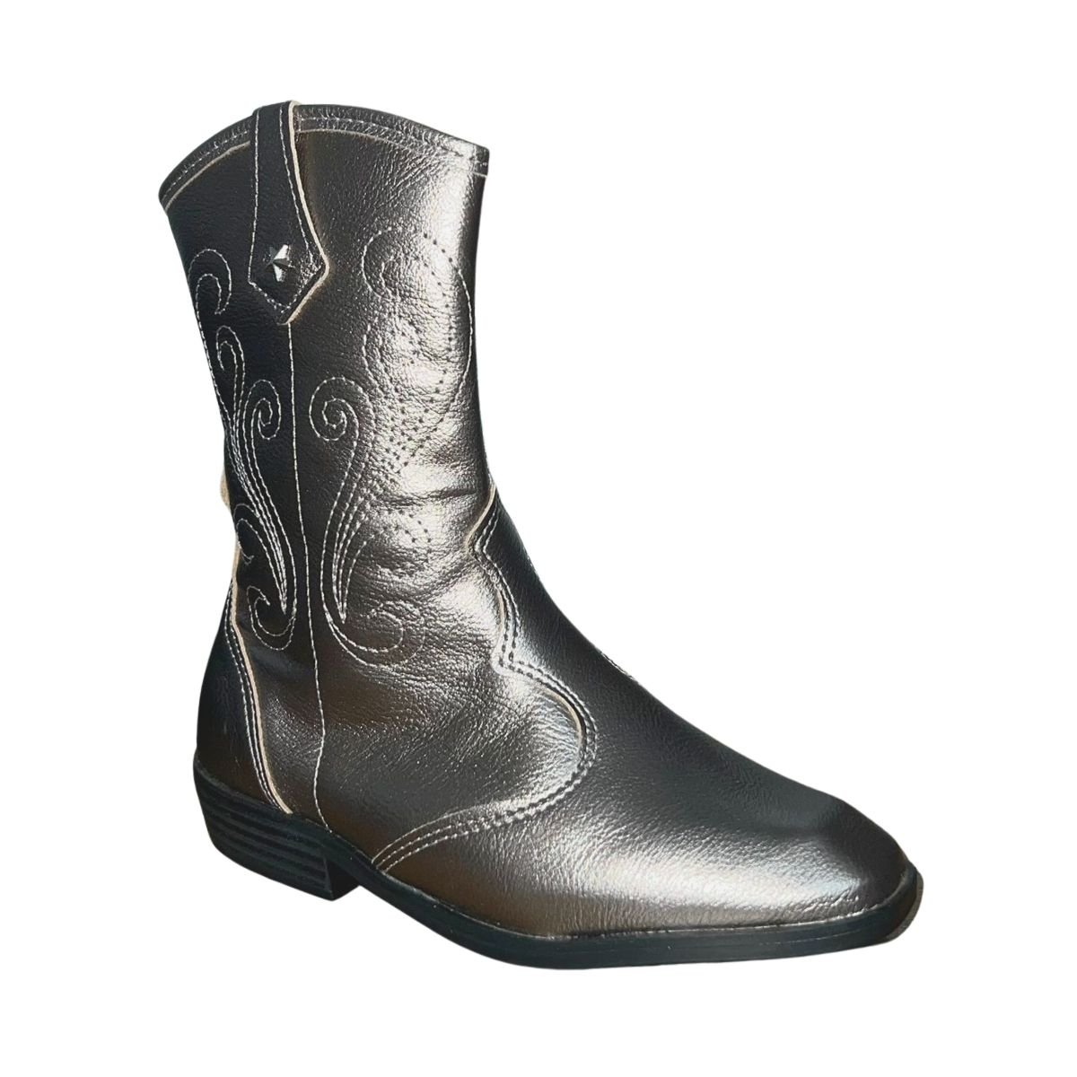 Bota Cano Médio Country Infantil Menina Molekinha 2183.201 Prata Prata 2