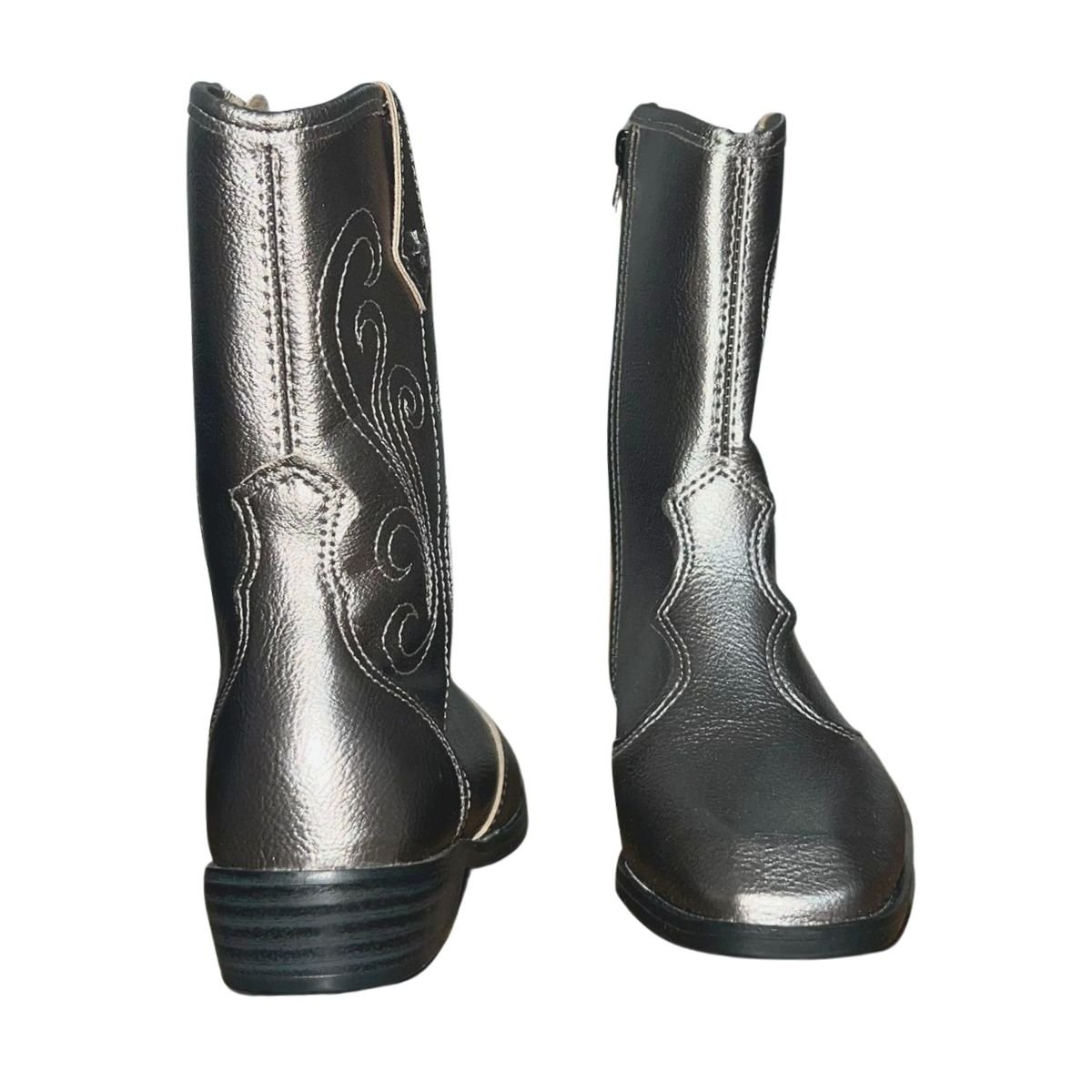 Bota Cano Médio Country Infantil Menina Molekinha 2183.201 Prata Prata 3