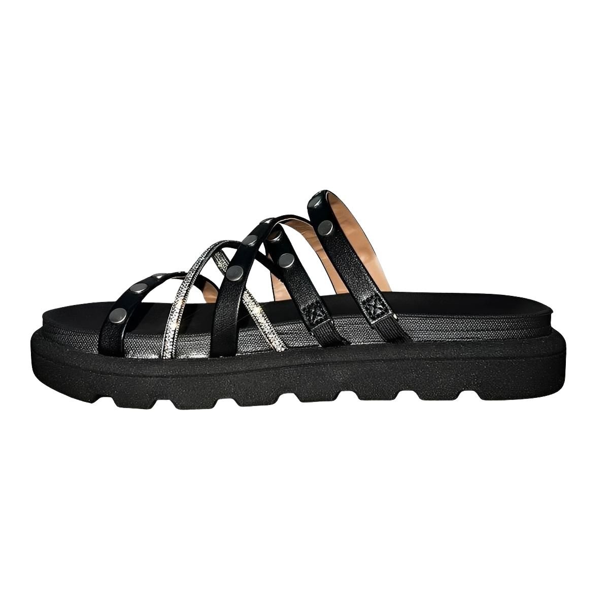 Tamanco Plataforma Slide Tratorado Feminino Vizzano 6510.112 Preto Preto 4