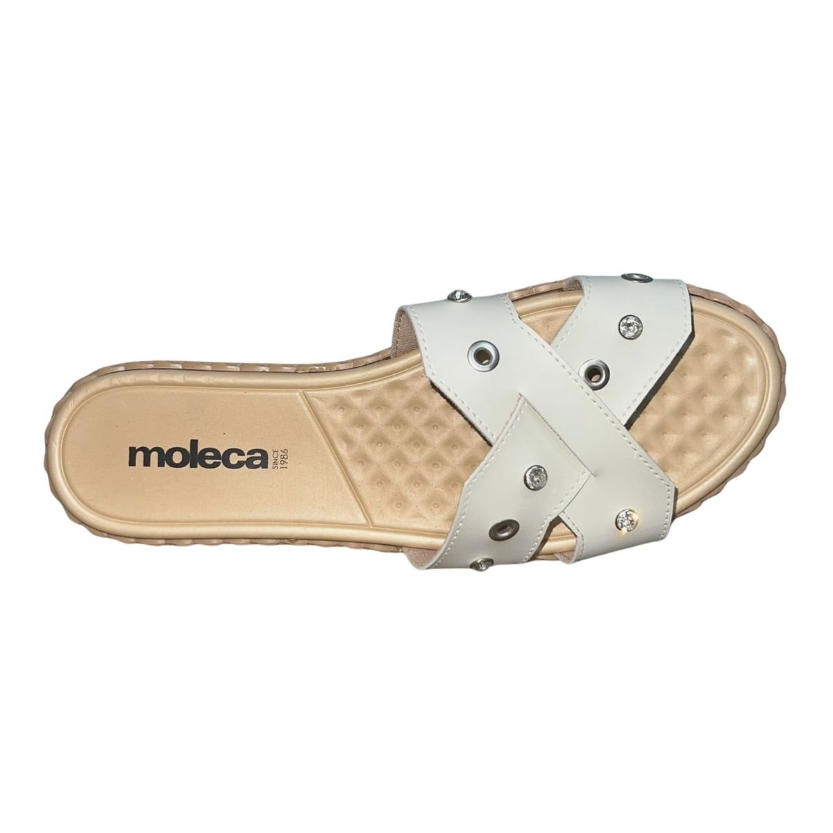 Tamanco Rasteiro Slide Aplique Feminino Moleca 5452.256 Off White Branco 4