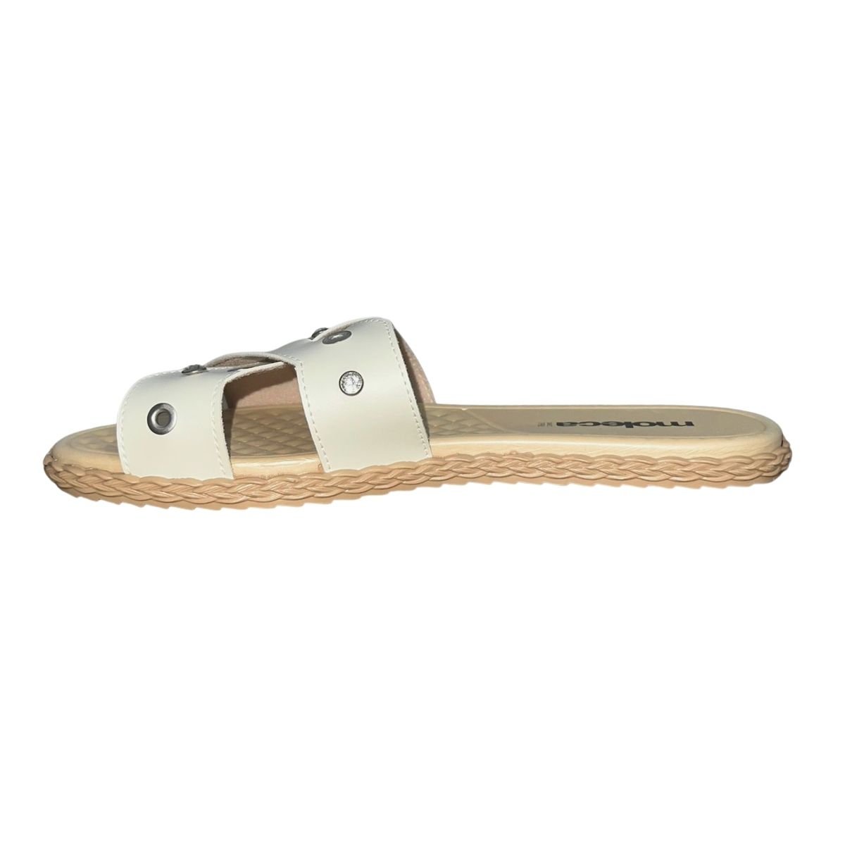 Tamanco Rasteiro Slide Aplique Feminino Moleca 5452.256 Off White Branco 5
