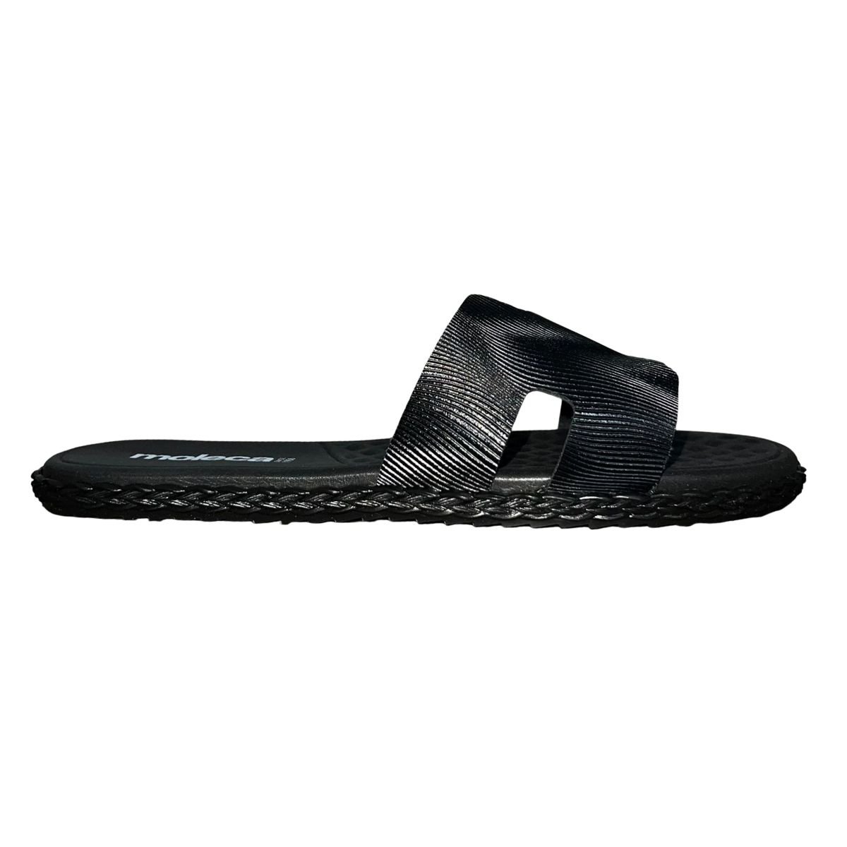 Tamanco Rasteiro Slide Feminino Moleca 5452.253 Preto Preto 2