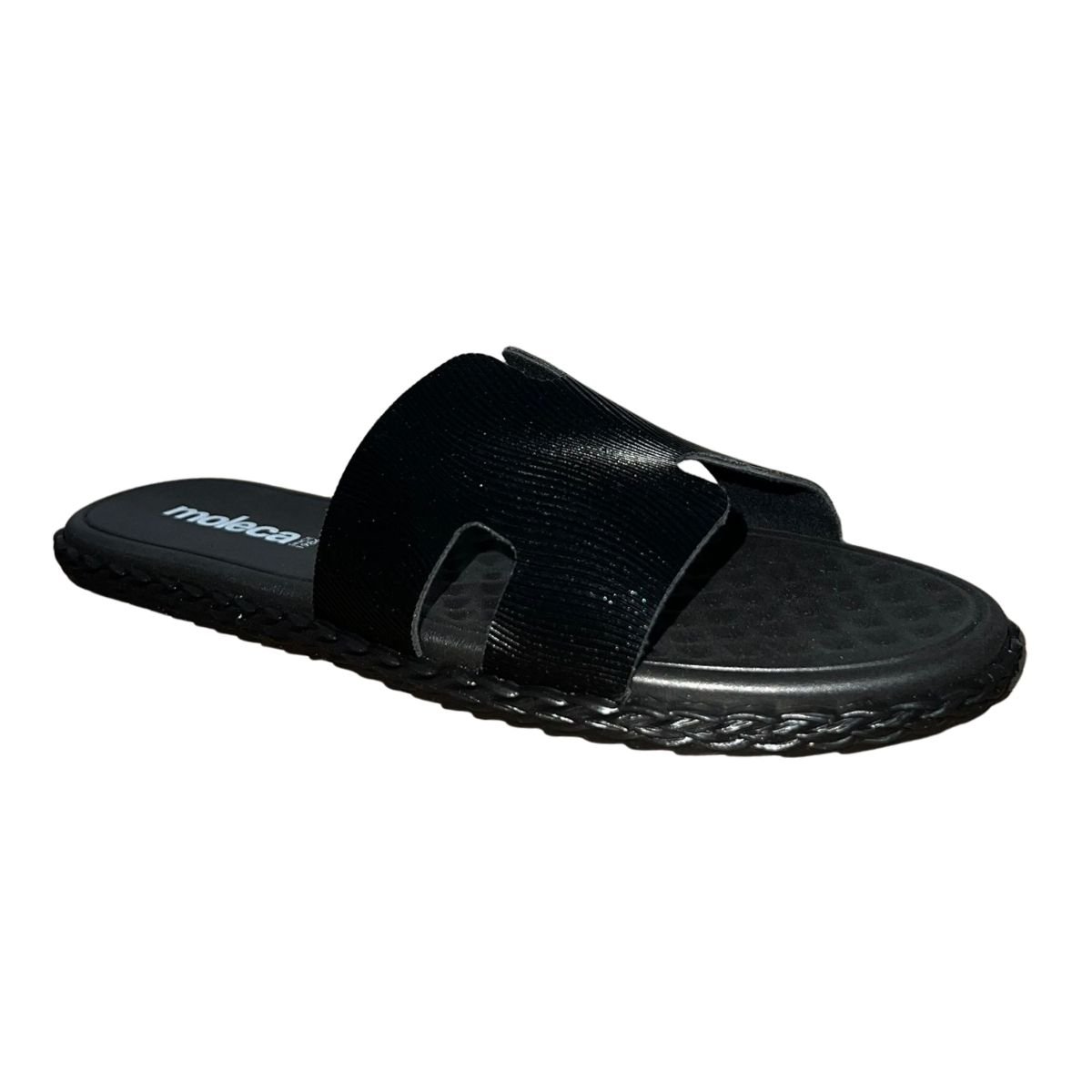 Tamanco Rasteiro Slide Feminino Moleca 5452.253 Preto Preto 3