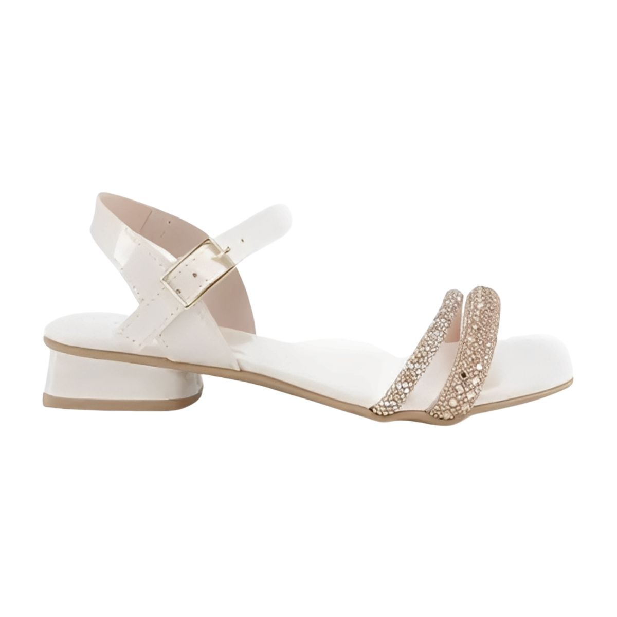 Sandália de Salto Bloco Infantil Menina Sua Cia Mini 9176.51971 Branco Verniz