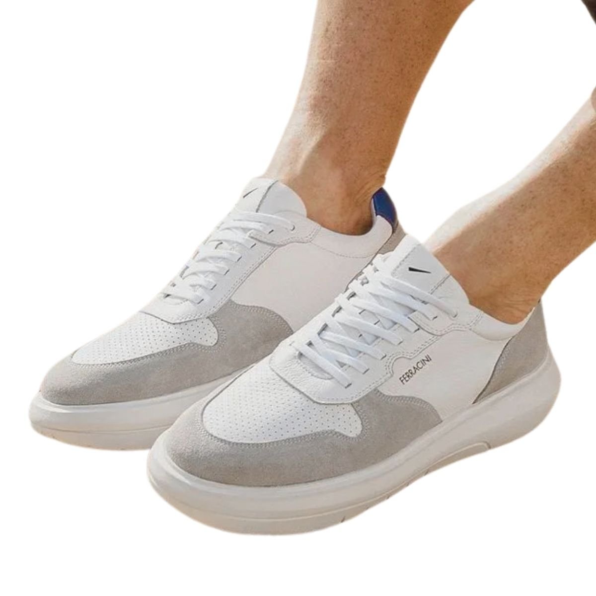 Tênis Casual de Couro Masculino Ferracini 8287-695E Energy Branco Branco 7