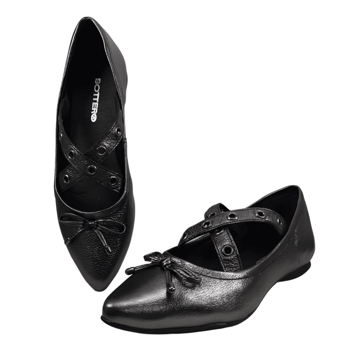 Sapatilha Bottero Couro Metalizada Preto 4