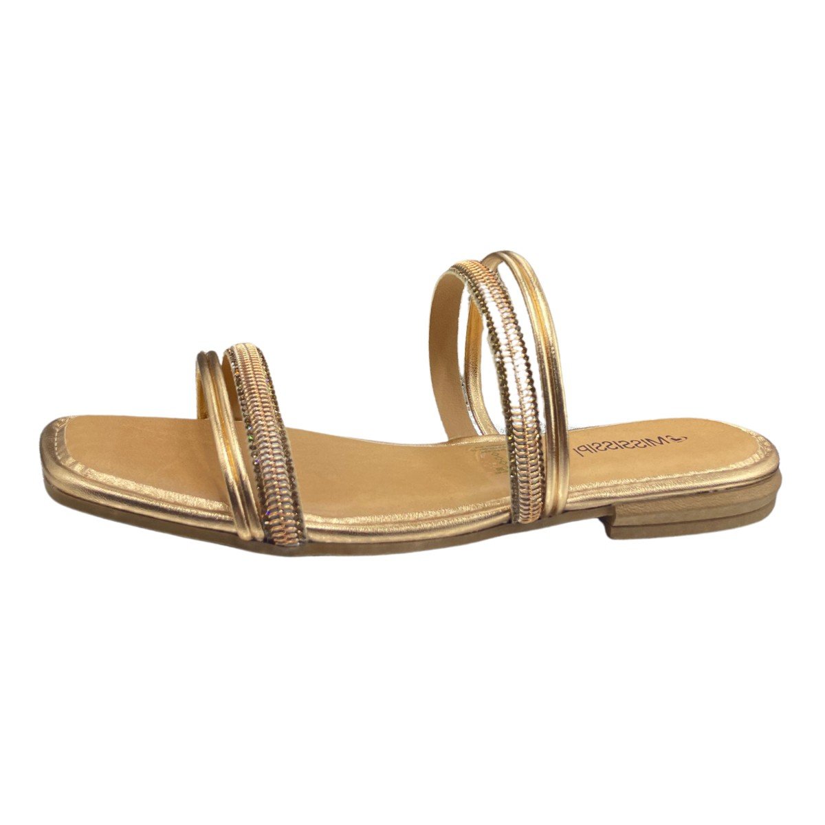 Sandália Rasteira Metalizada Mississipi Marrom 2