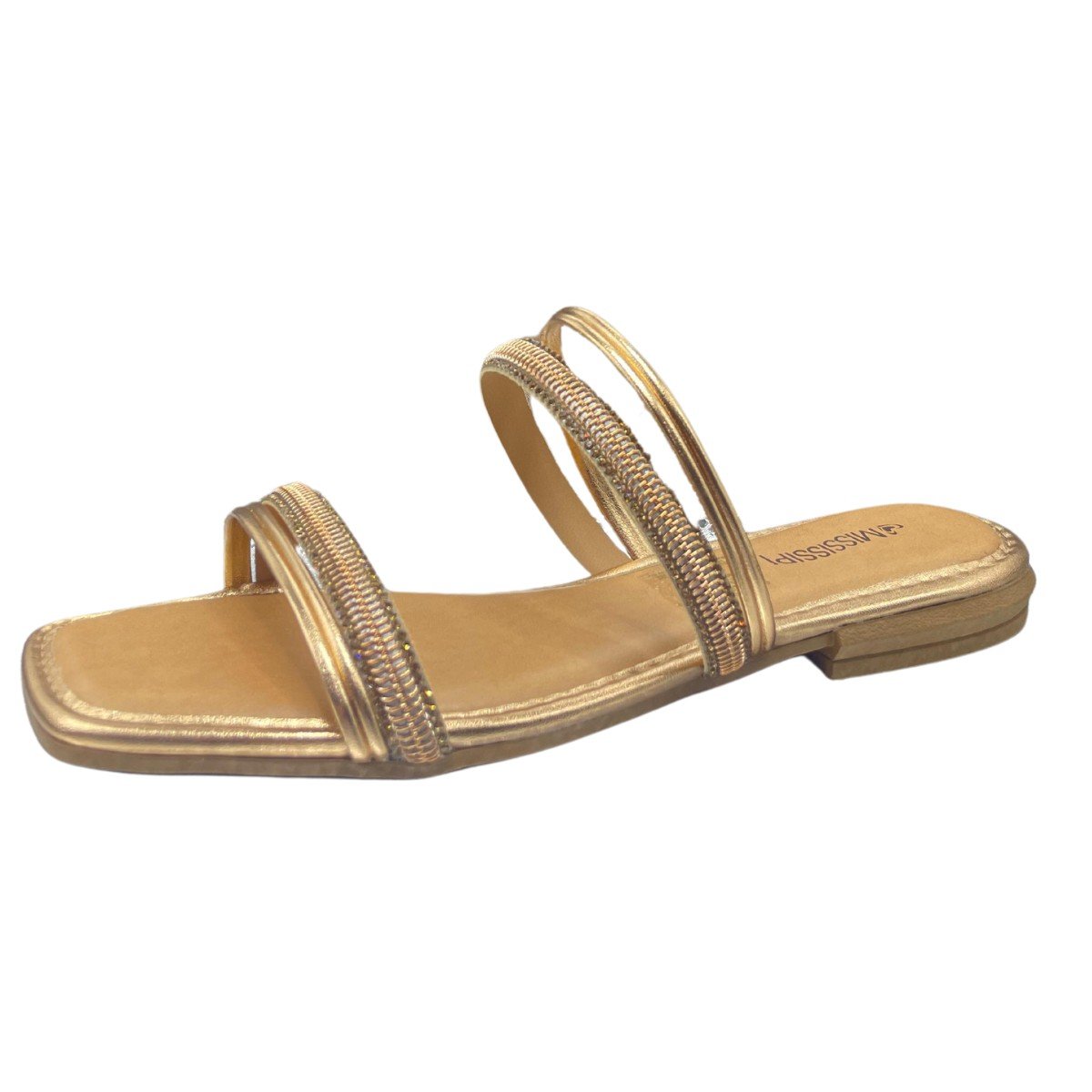 Sandália Rasteira Metalizada Mississipi Marrom 3