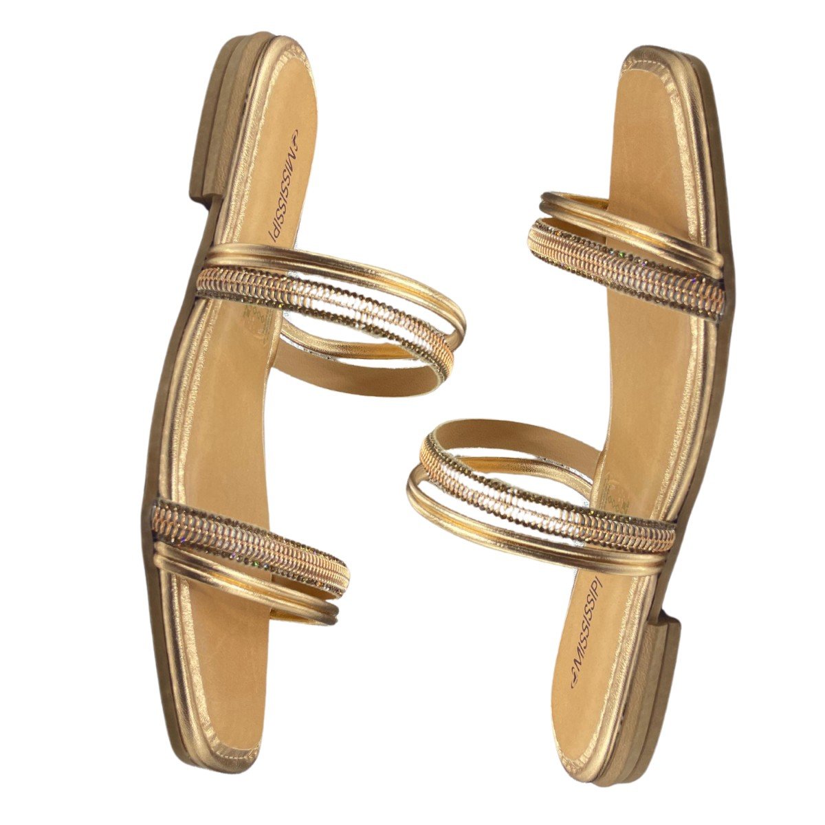 Sandália Rasteira Metalizada Mississipi Marrom 5