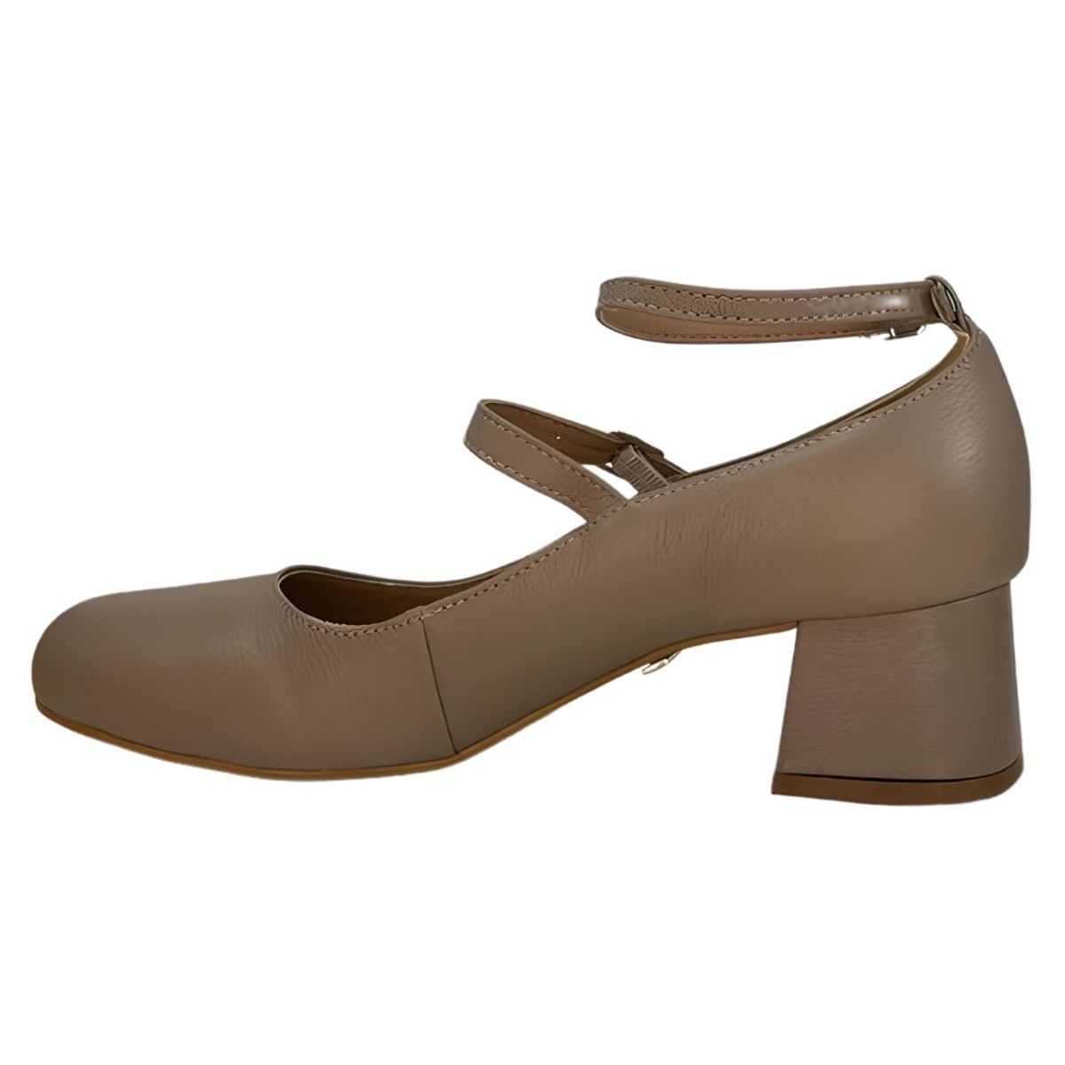Sapato Scarpin Mary Jane Couro Bege Lizi E Lizi Bege 2