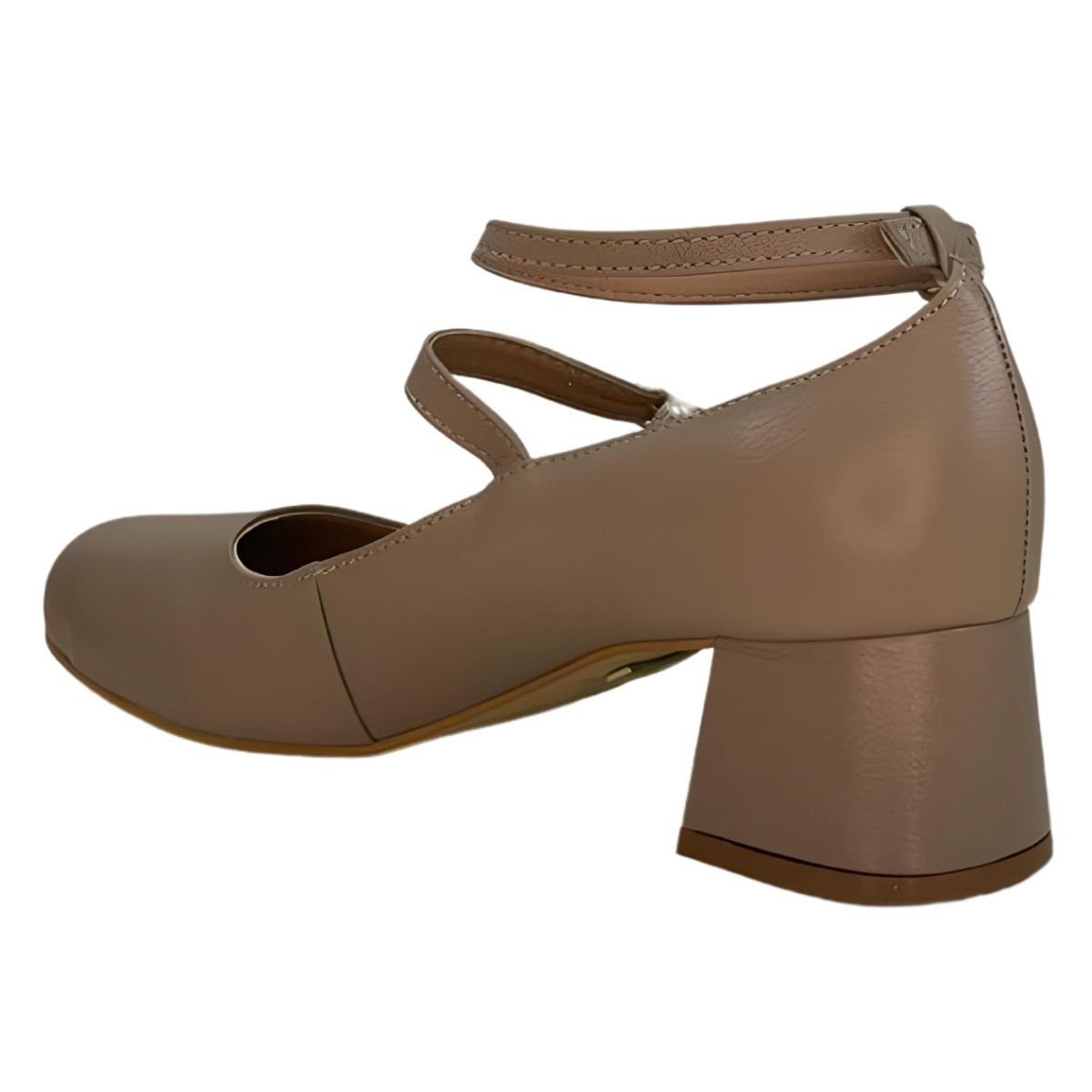 Sapato Scarpin Mary Jane Couro Bege Lizi E Lizi Bege 4