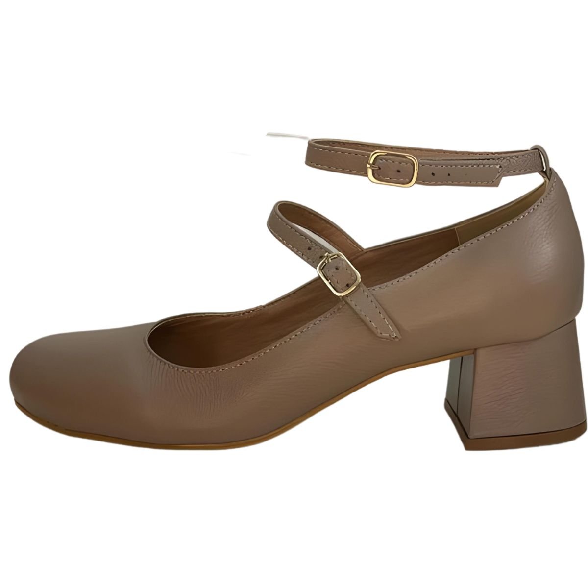 Sapato Scarpin Mary Jane Couro Bege Lizi E Lizi Bege 5