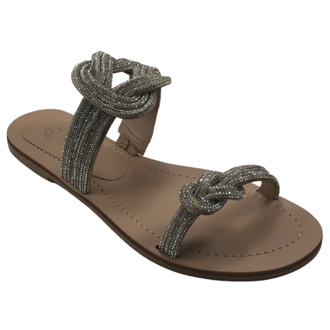 Rasteira Pérola Em Strass Bege 1