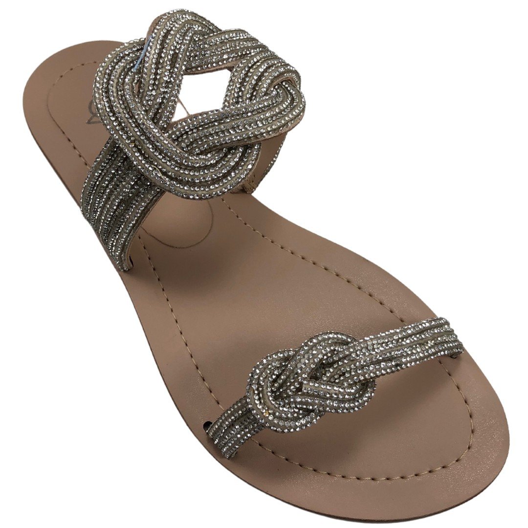 Rasteira Pérola Em Strass Bege 2