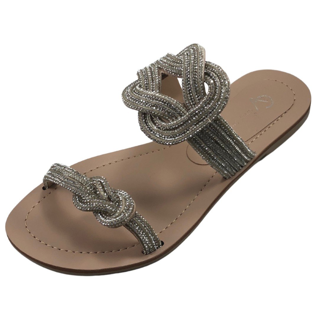 Rasteira Pérola Em Strass Bege 3