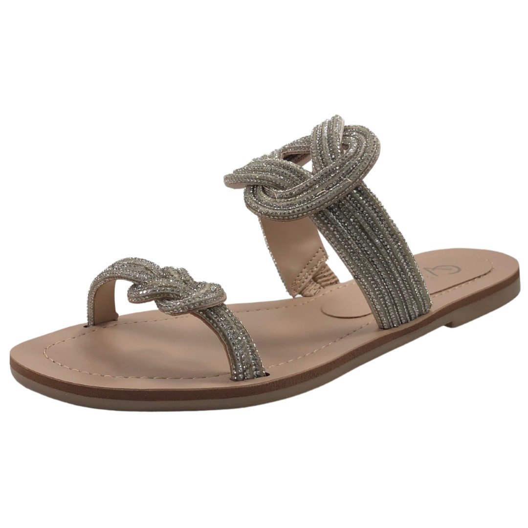 Rasteira Pérola Em Strass Bege 4