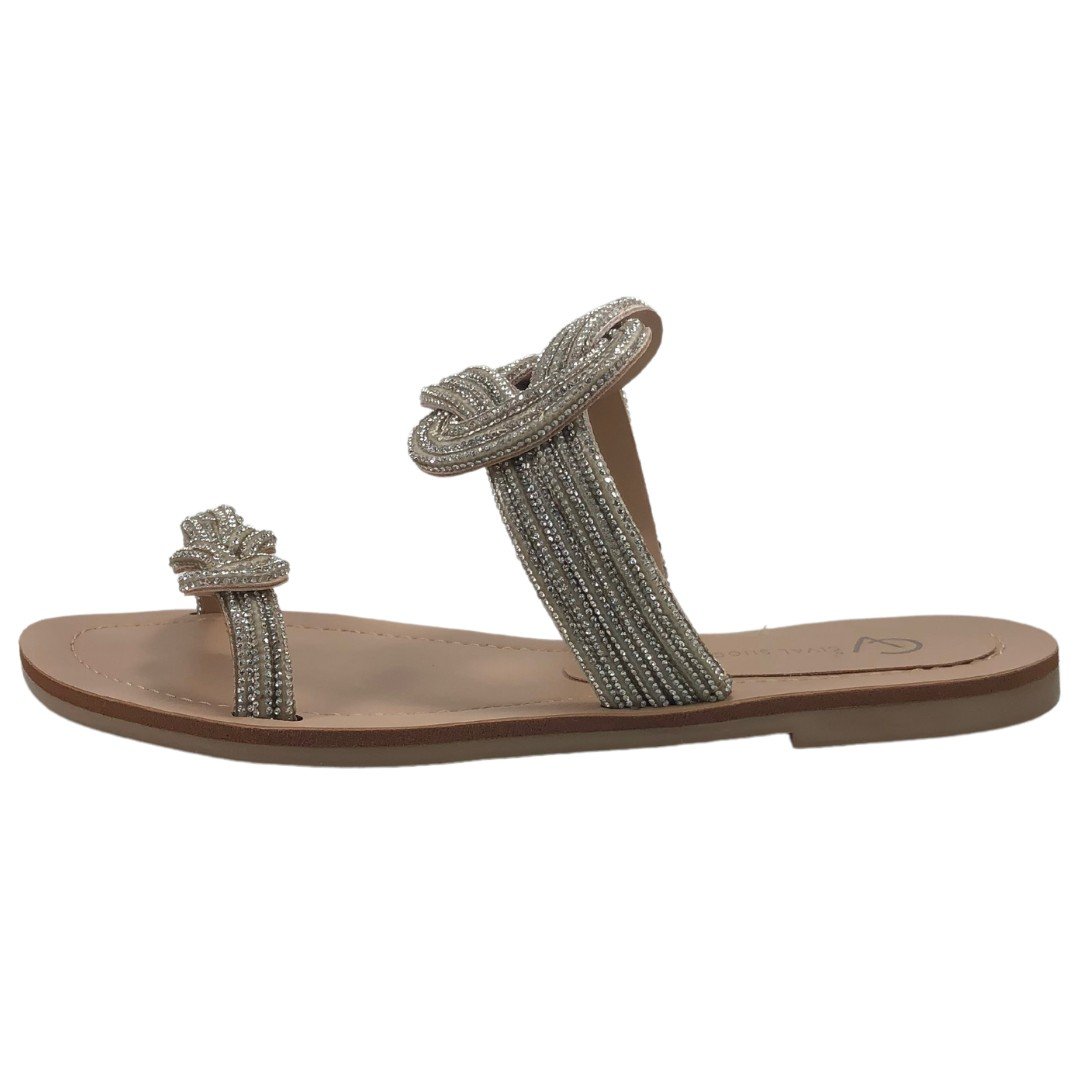 Rasteira Pérola Em Strass Bege 5