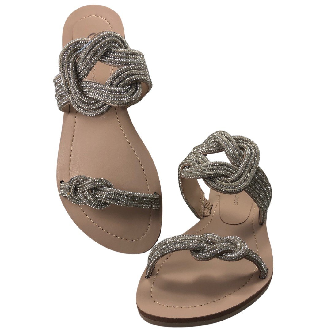 Rasteira Pérola Em Strass Bege 6