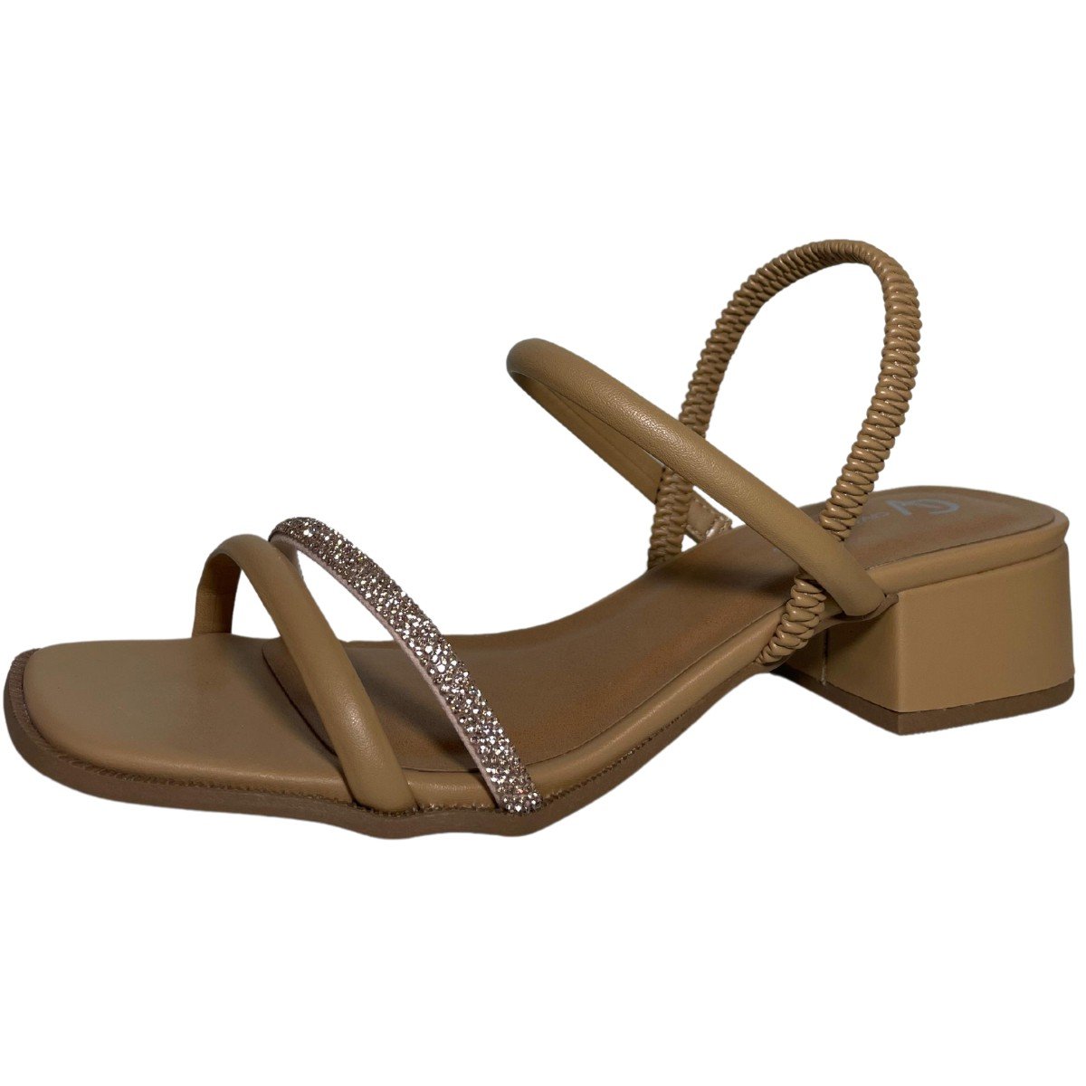 Sandália Feminina Salto Bloco Baixo Cival Shoes Bege 4