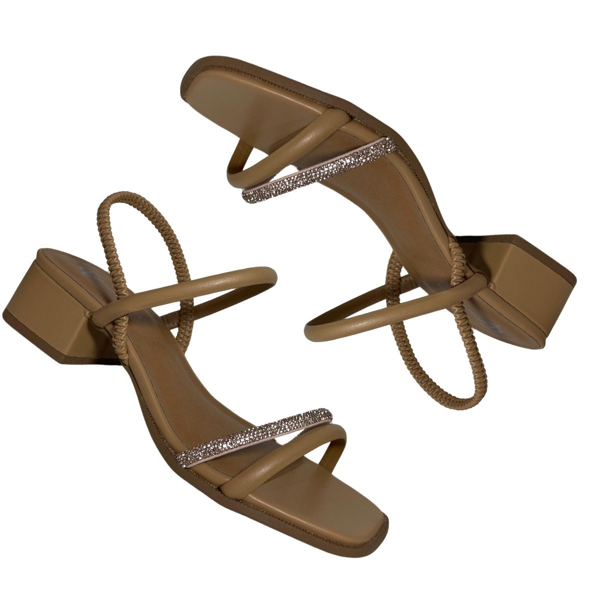 Sandália Feminina Salto Bloco Baixo Cival Shoes Bege 6