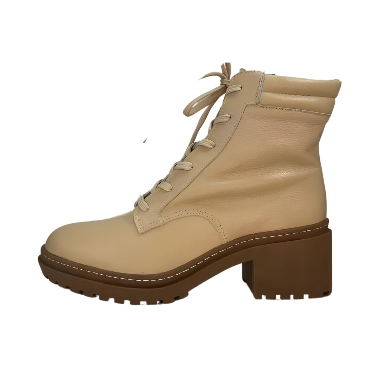 Bota Coturno Couro Cival Shoes Bege 2