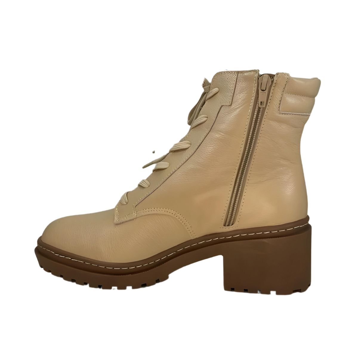 Bota Coturno Couro Cival Shoes Bege 3