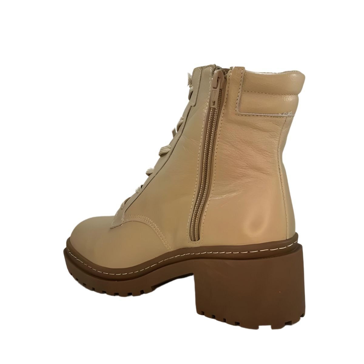Bota Coturno Couro Cival Shoes Bege 4