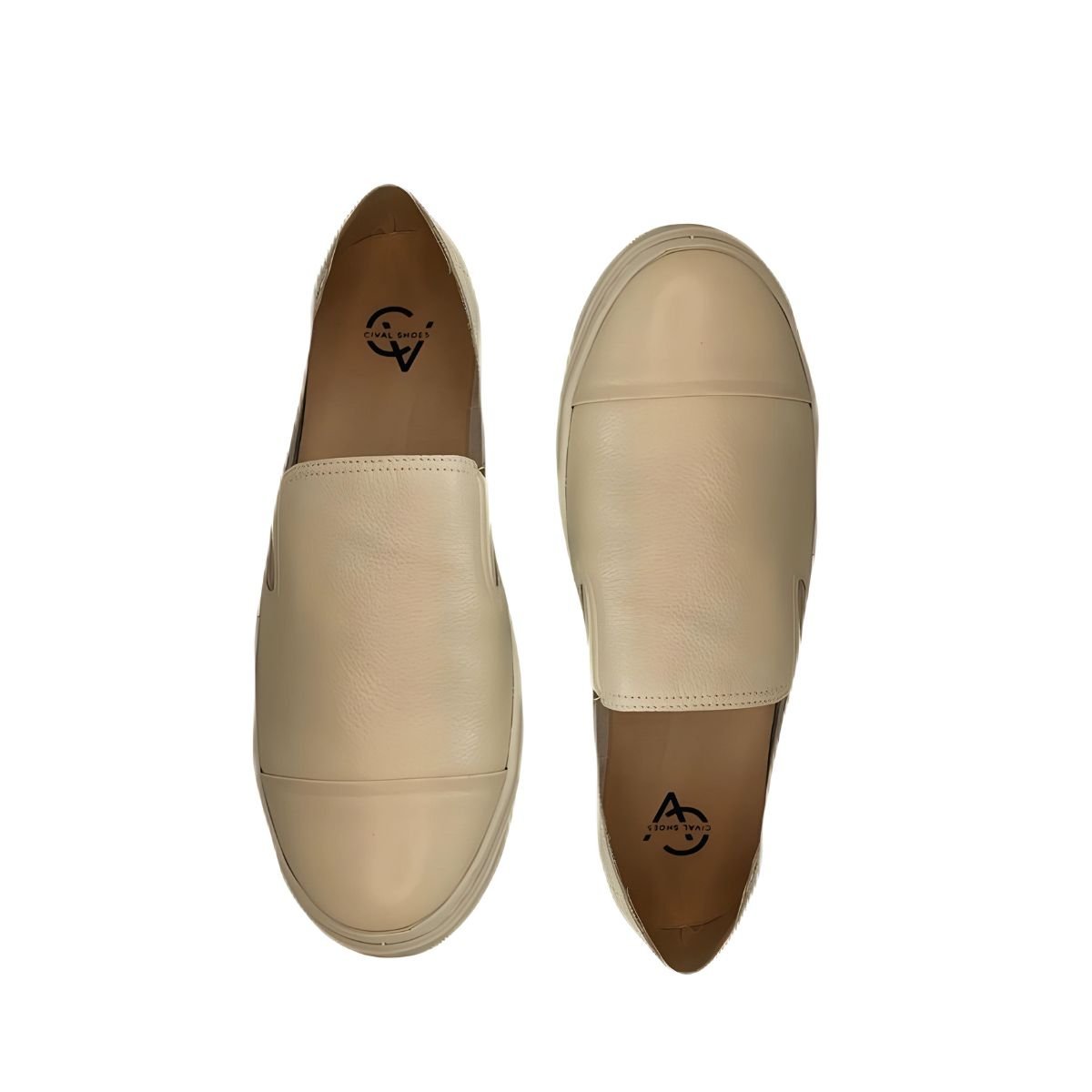 Tênis Slip Couro Bege 5