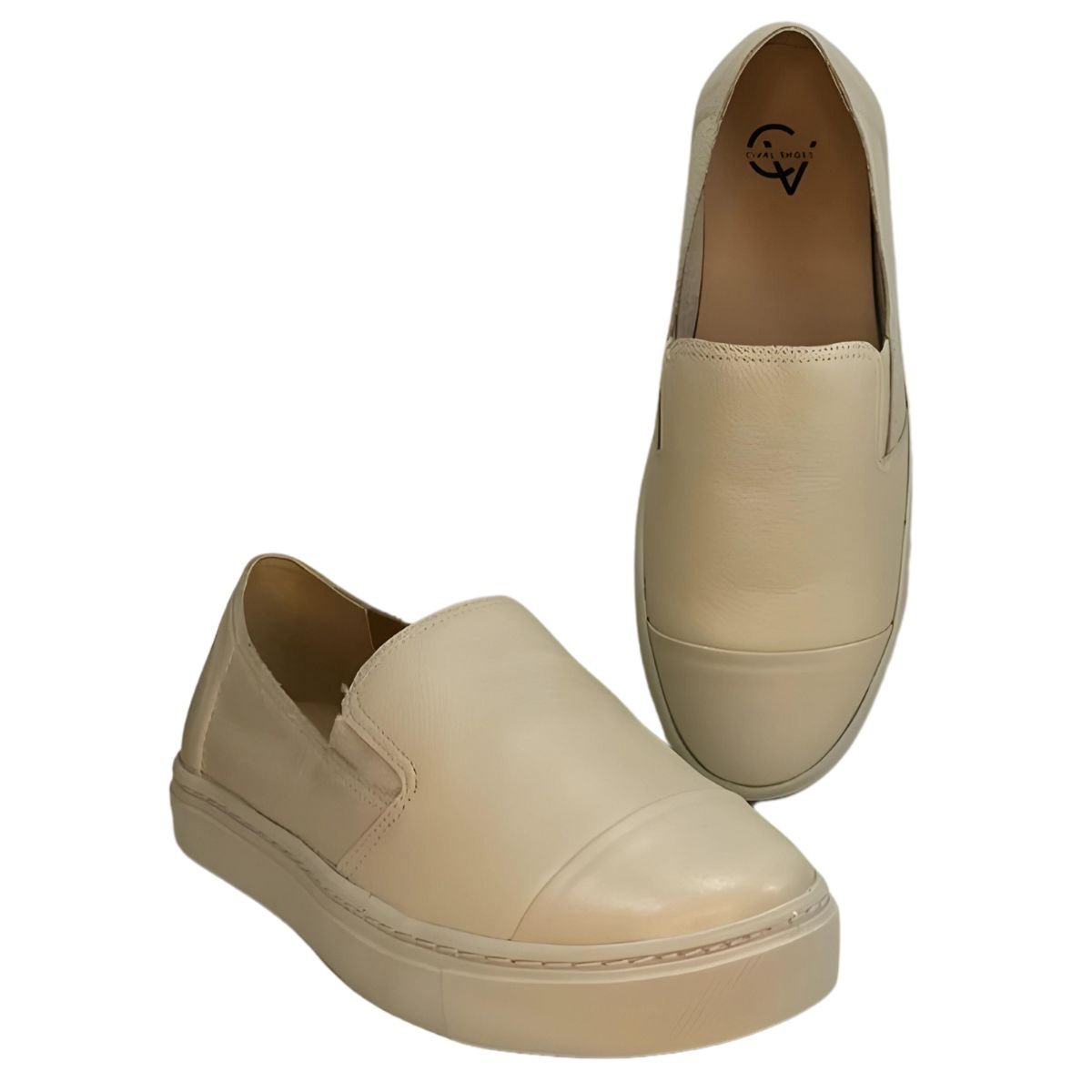 Tênis Slip Couro Bege 6