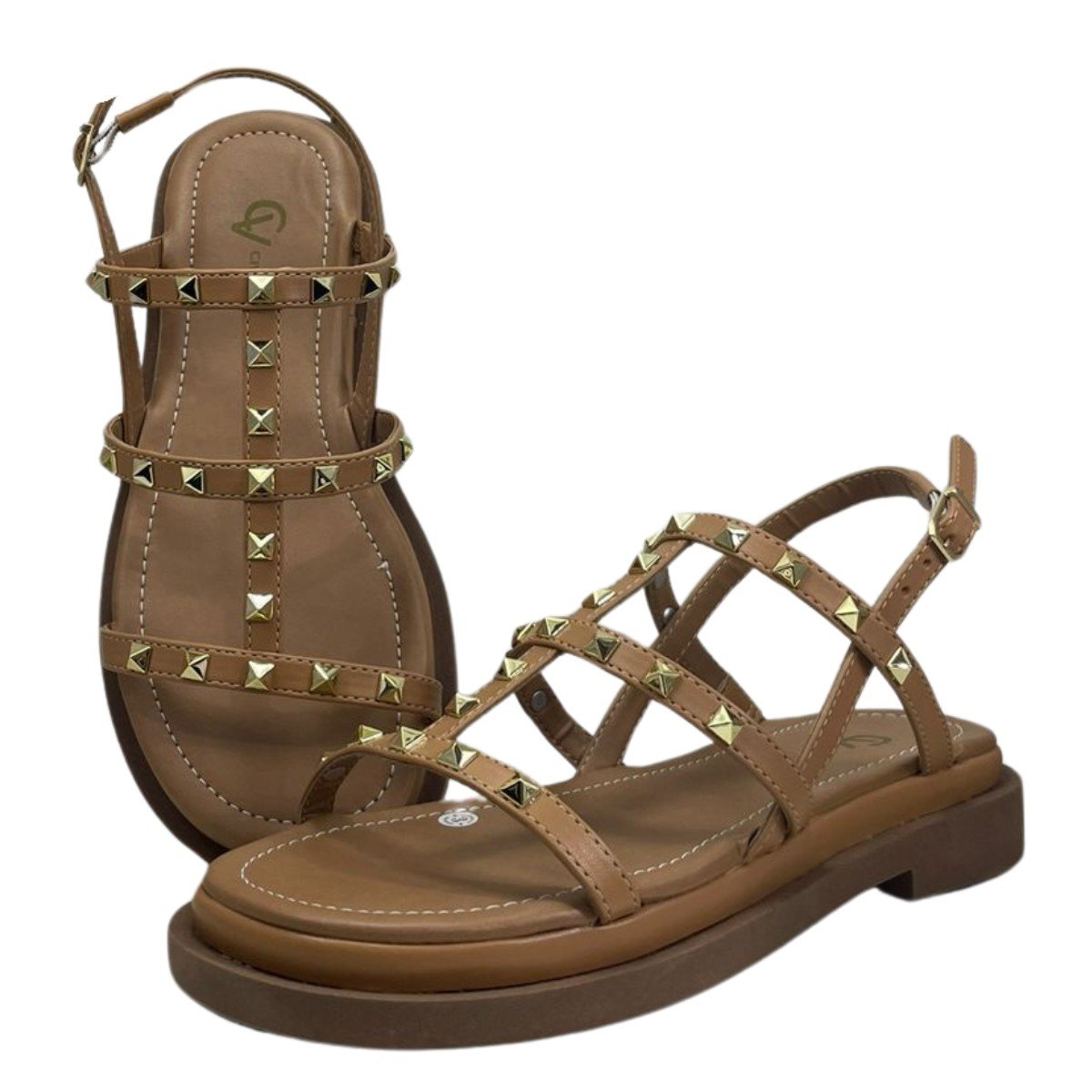 Sandlia Tiras Spikes Cival Shoes Marrom 5