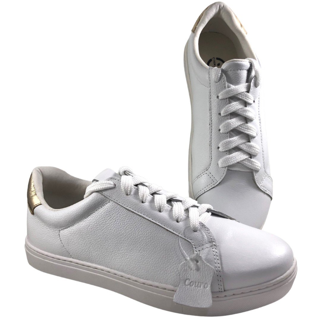 Tênis Feminino Casual Couro Mayra Cival Shoes Branco Branco 9