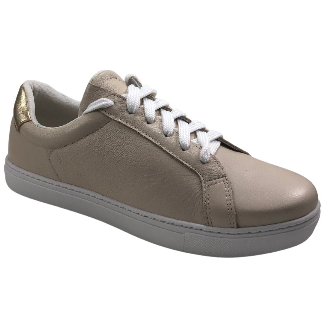 Tênis Feminino Casual Couro Mayra Cival Shoes Bege Bege 2