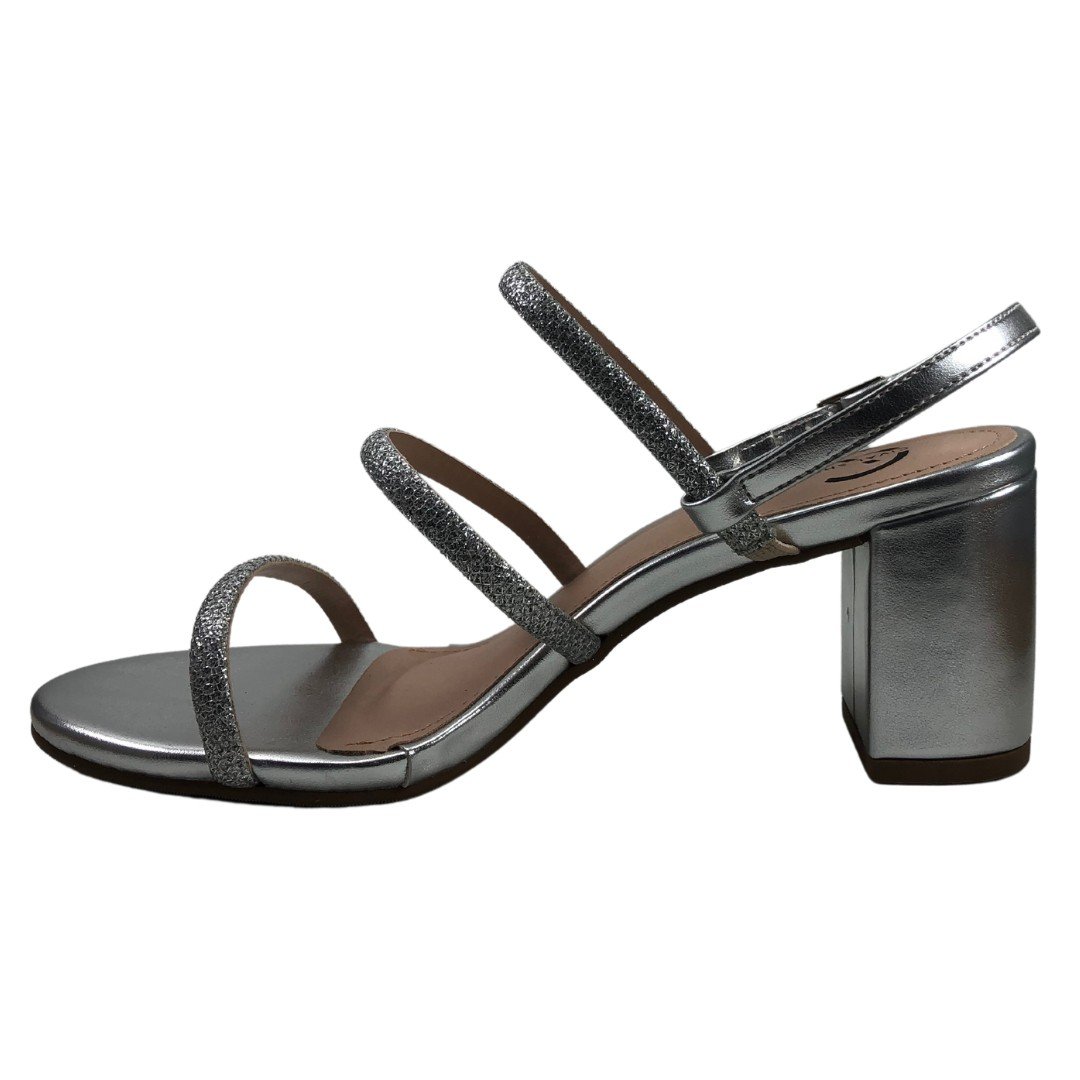 Sandália Layla Salto Bloco Metalizada Prata 3