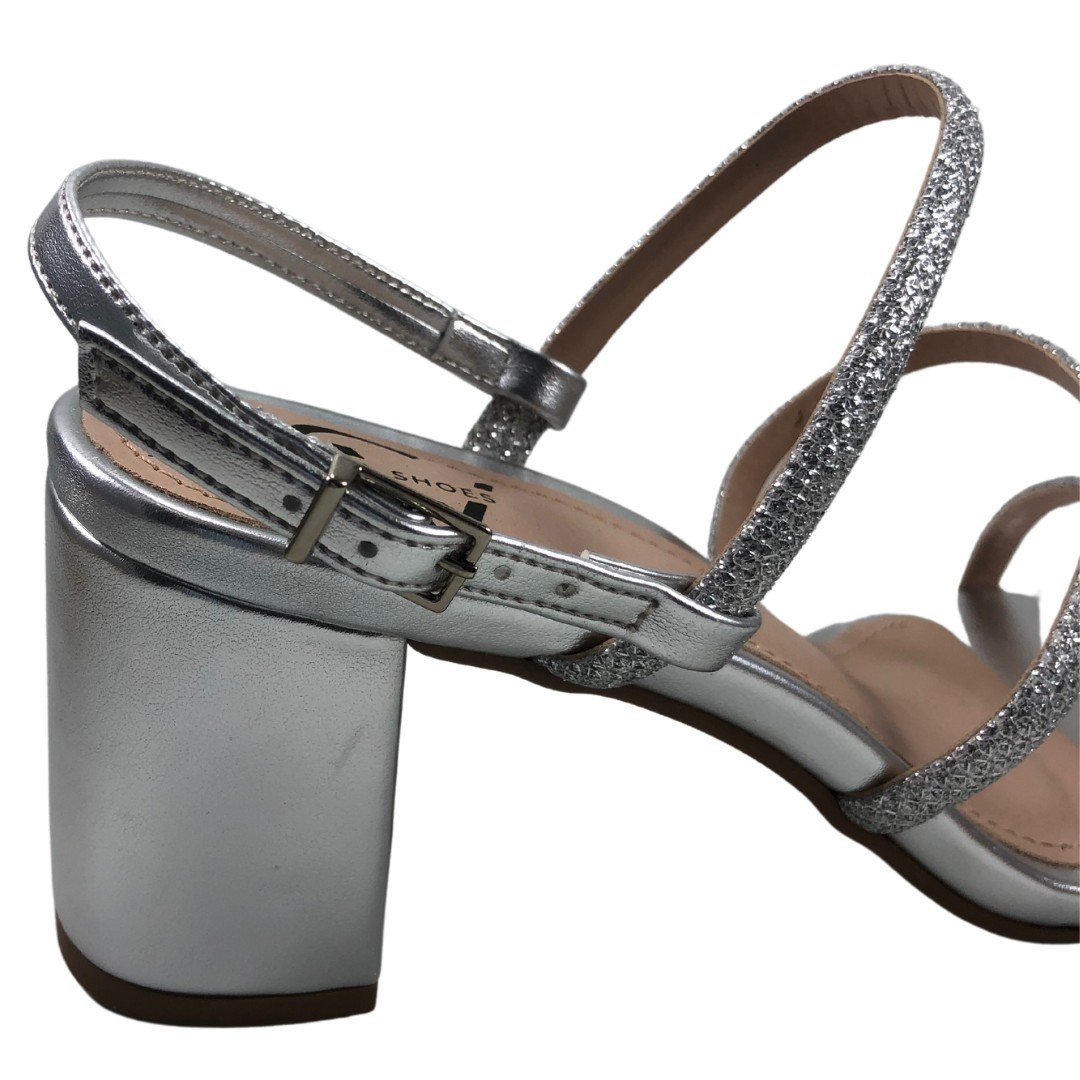 Sandália Layla Salto Bloco Metalizada Prata 4