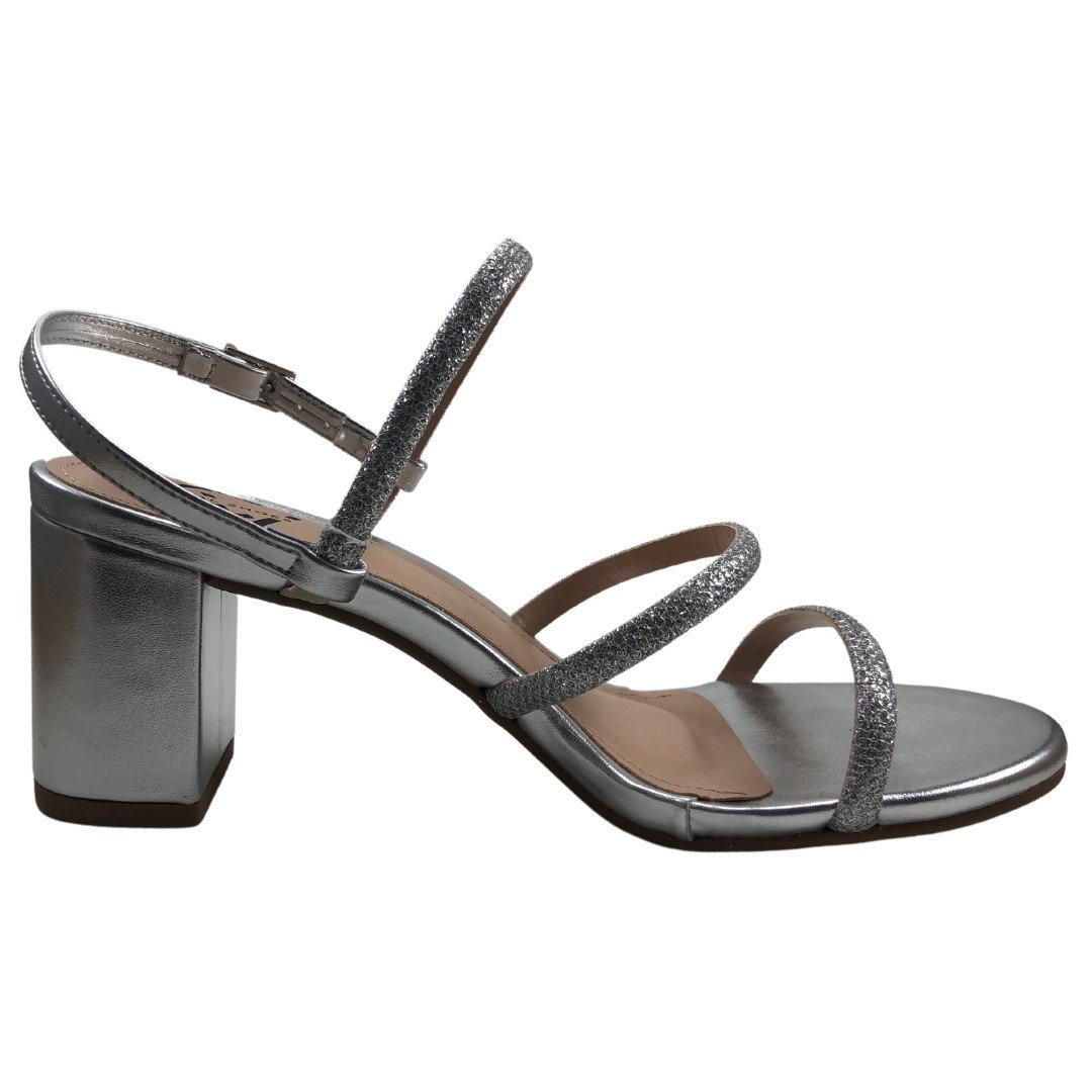 Sandália Layla Salto Bloco Metalizada Prata 6