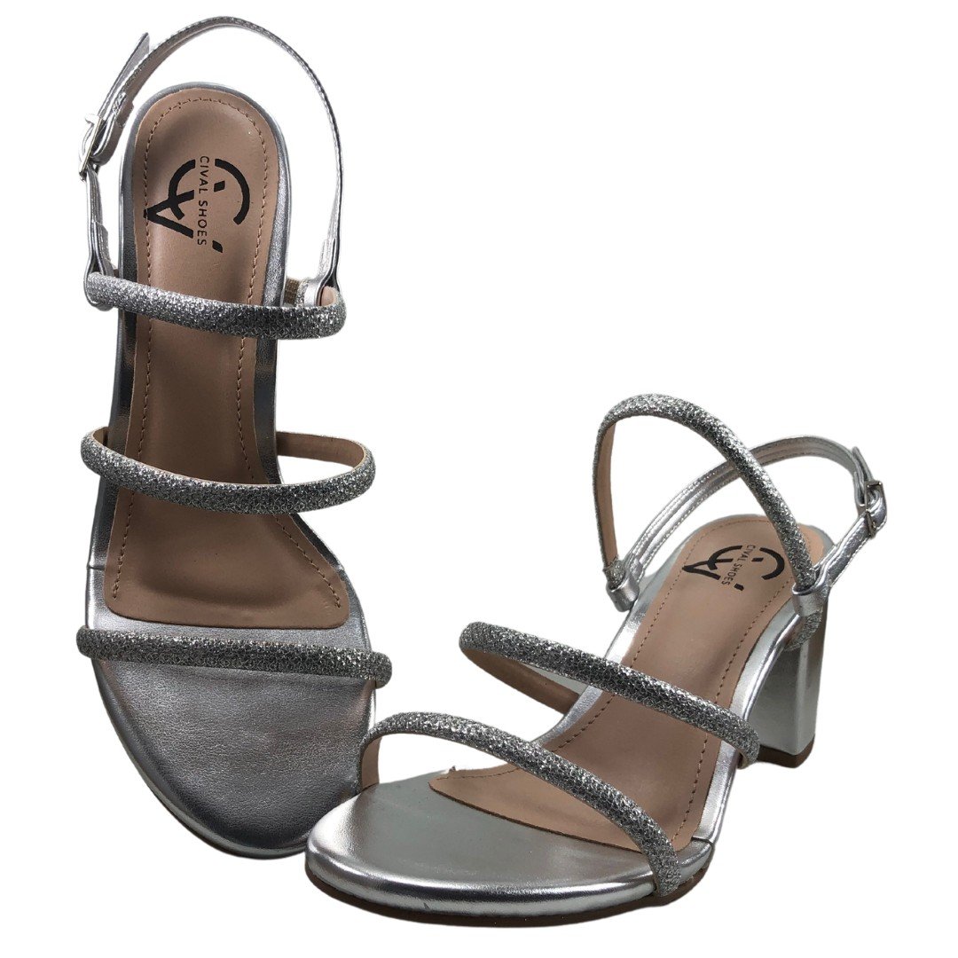 Sandália Layla Salto Bloco Metalizada Prata 7