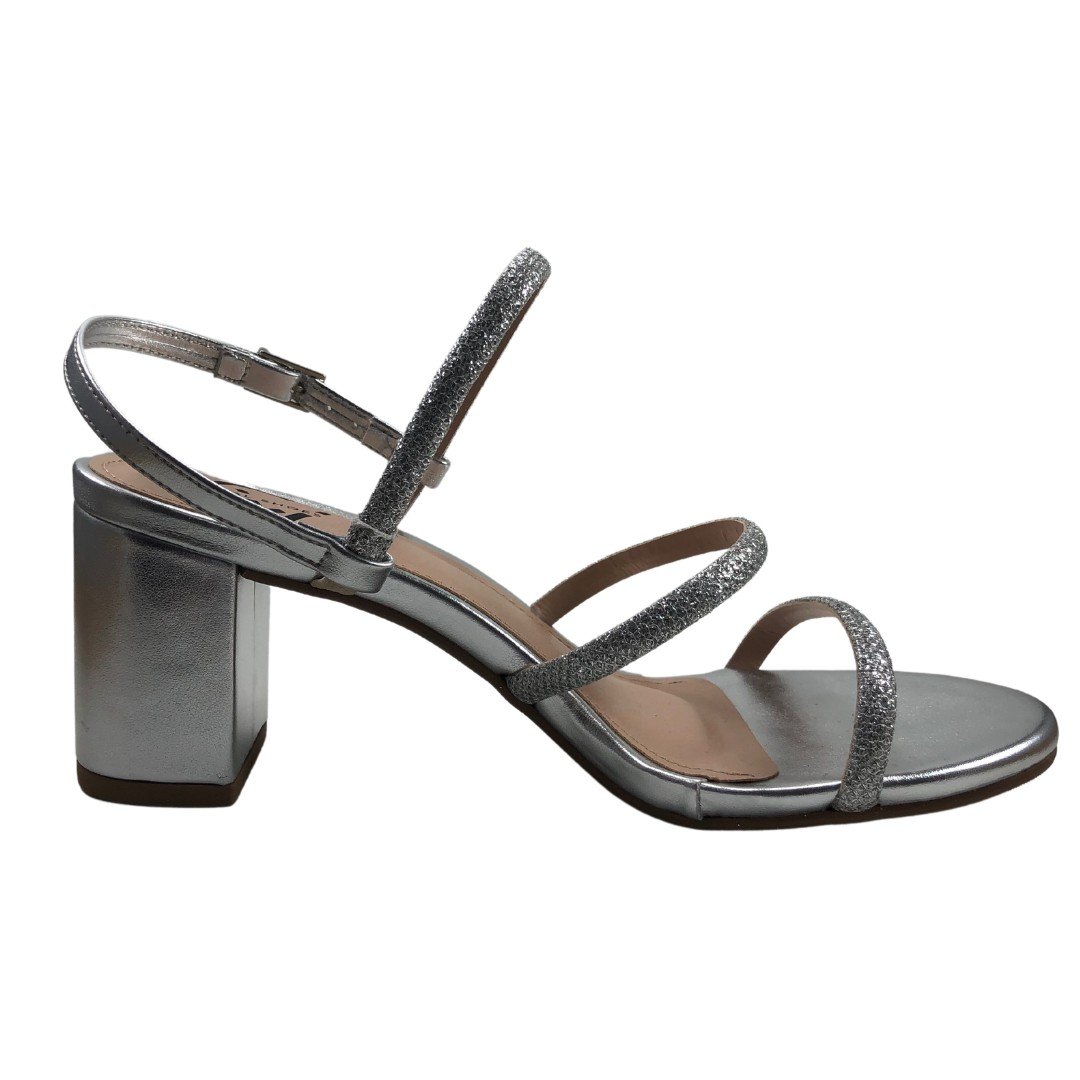 Sandália Layla Salto Bloco Metalizada Prata 8