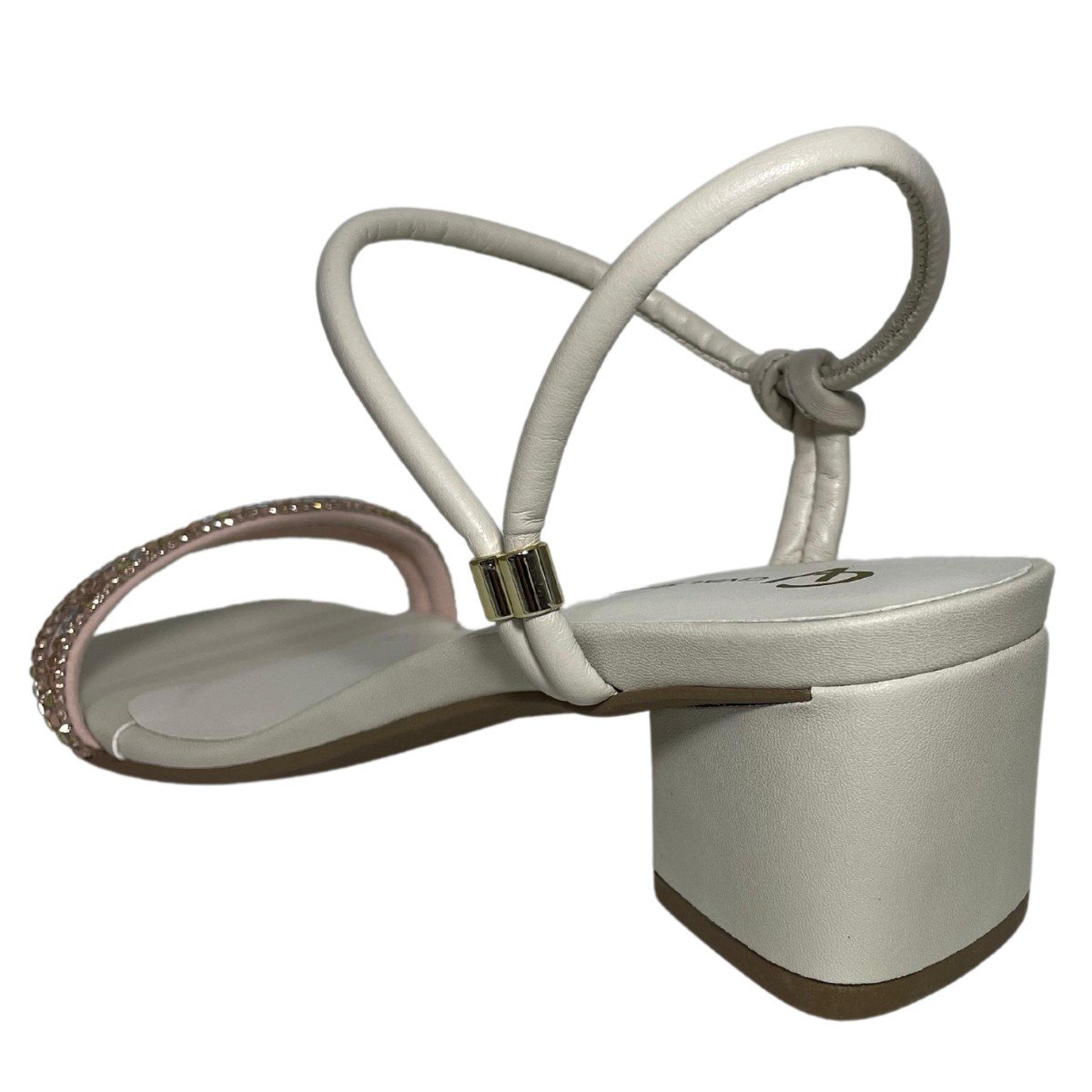 Sandalia Feminina Ava Tiras Pedraria Cival Shoes Branco 4