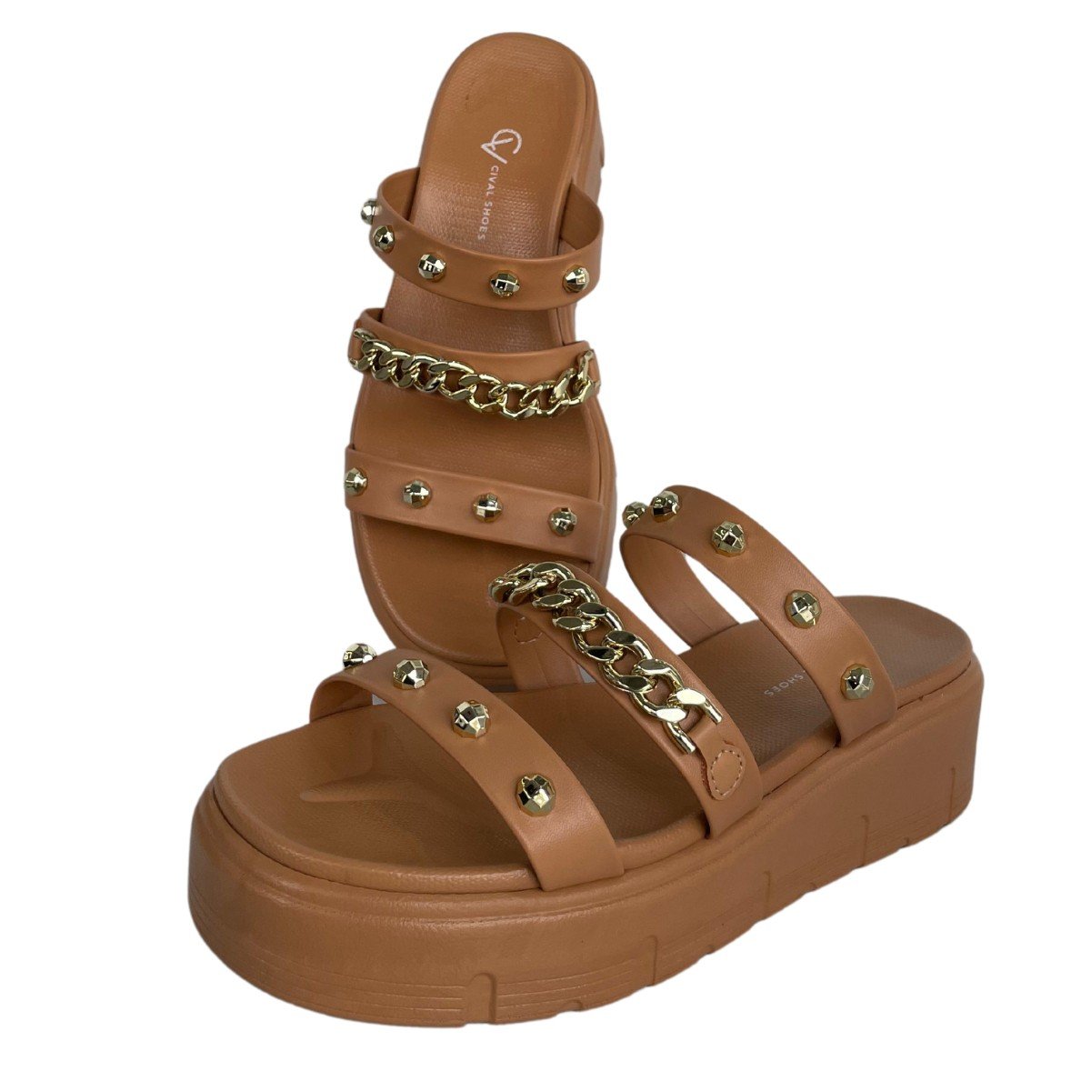 Sandália Flatform Cival Shoes Marrom 5