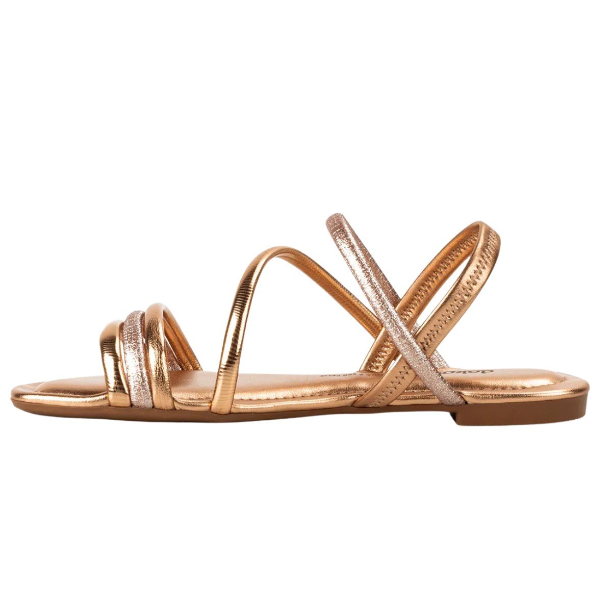 Sandália Rasteira Feminia Dakota Metalizada Dourado 2