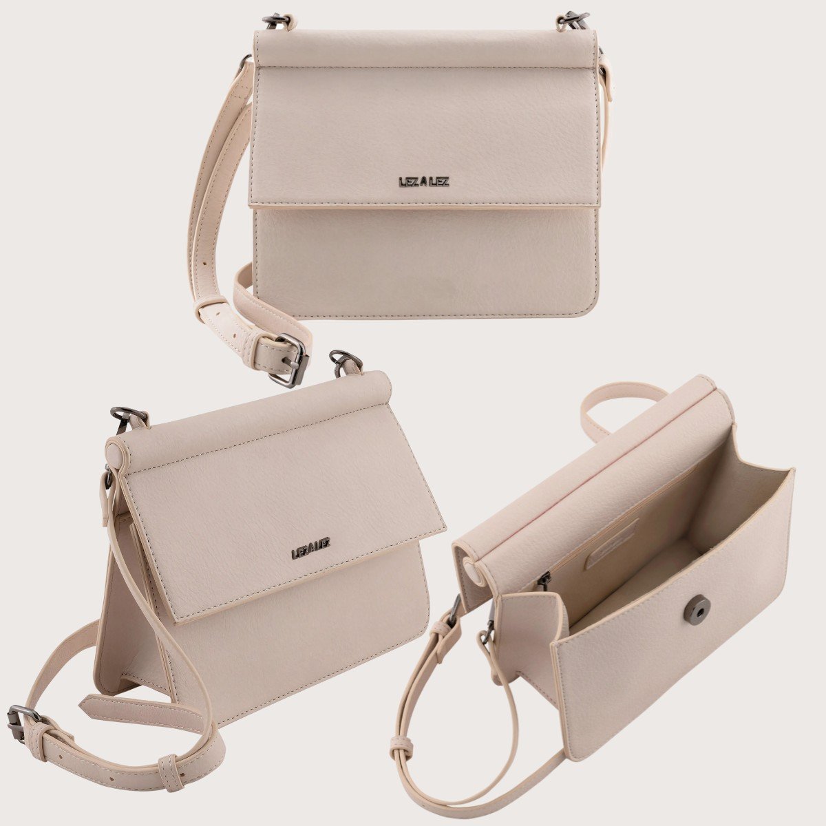 Bolsa Média Minimal Tiracolo Lez A Lez Creme 4