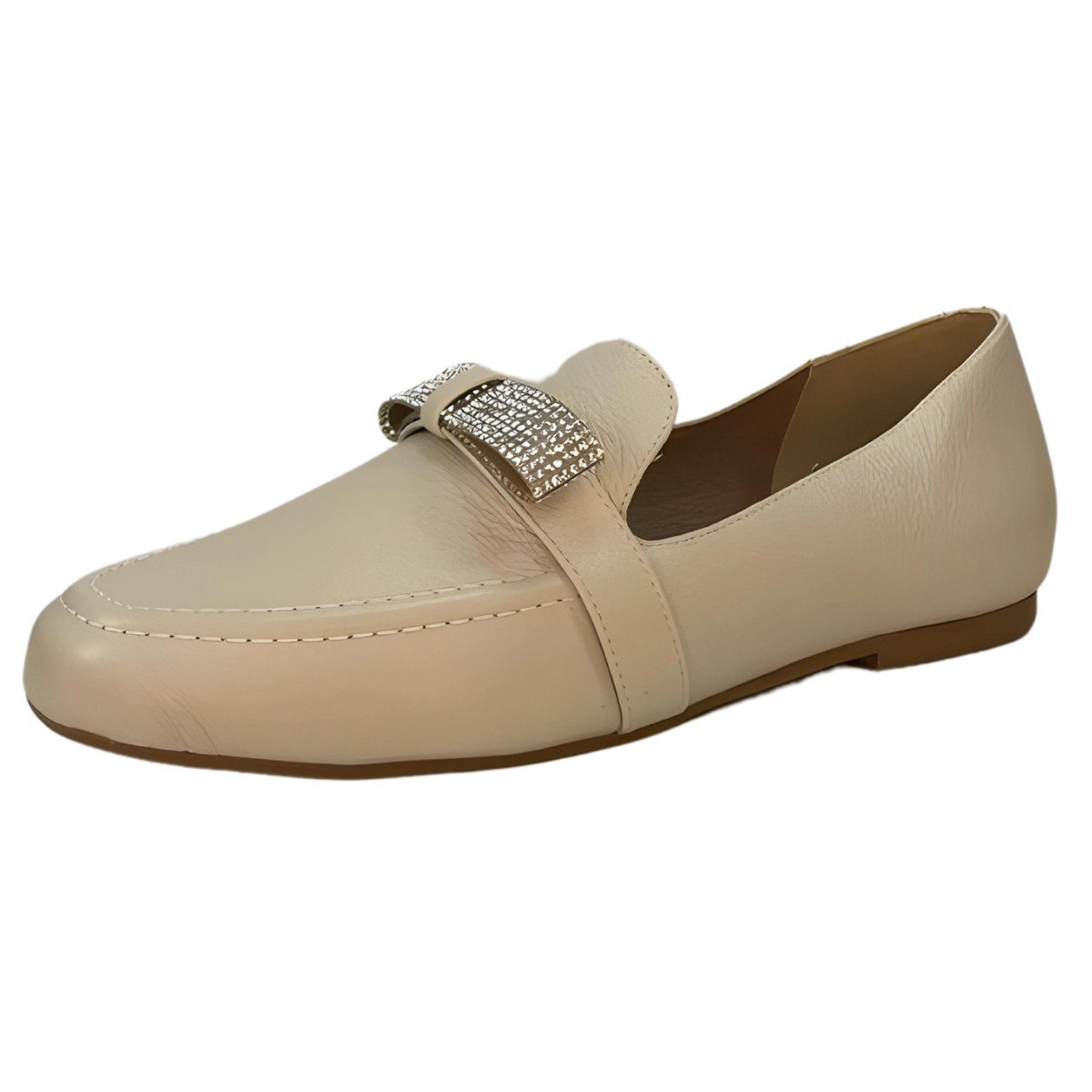 Sapato Loafer Feminino Couro Strass Lizi Lizi Branco 2