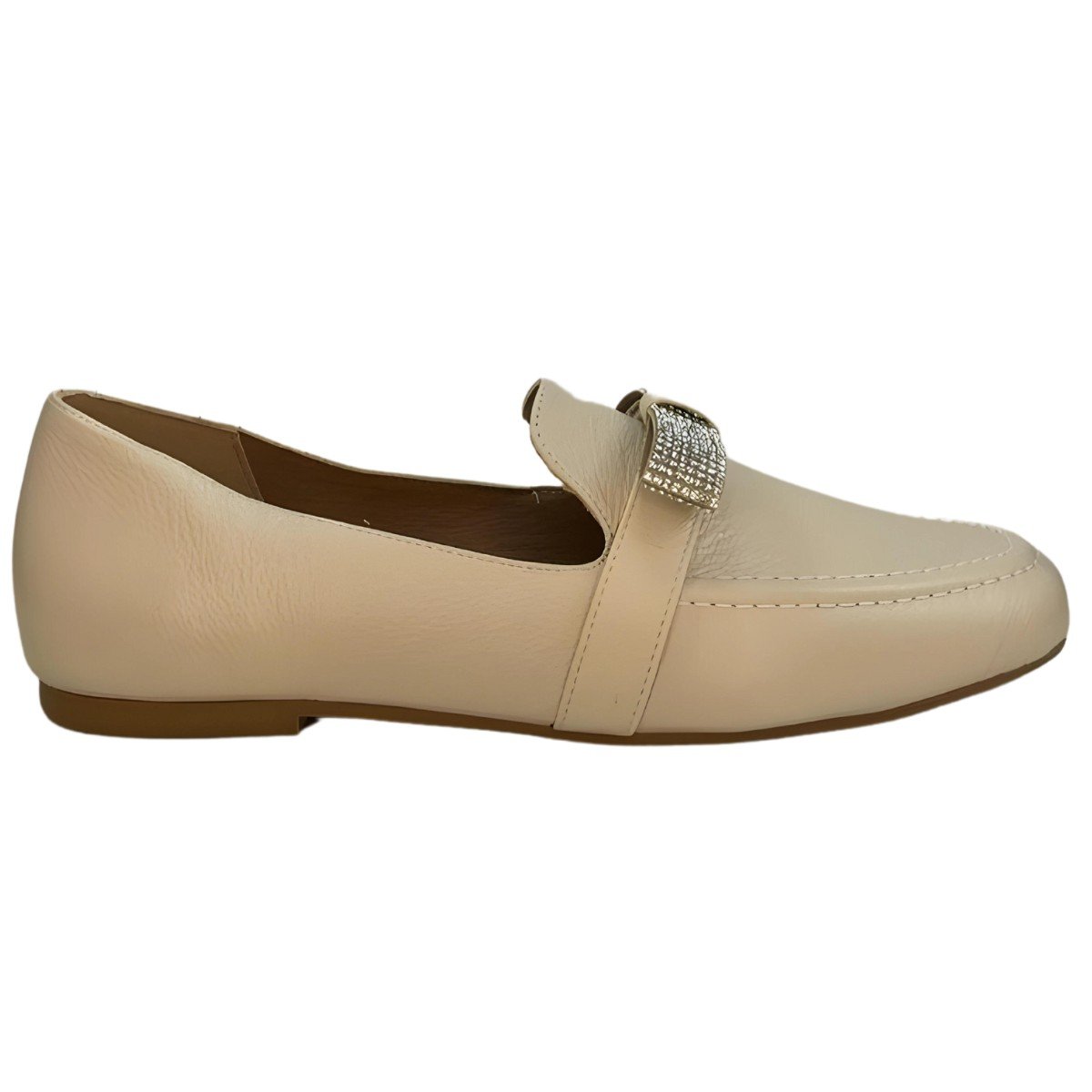 Sapato Loafer Feminino Couro Strass Lizi Lizi Branco 3