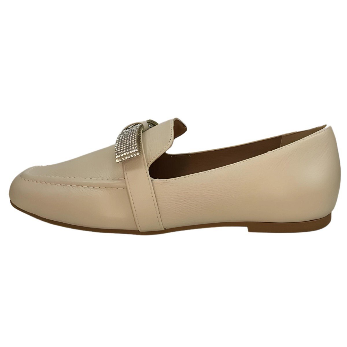 Sapato Loafer Feminino Couro Strass Lizi Lizi Branco 4