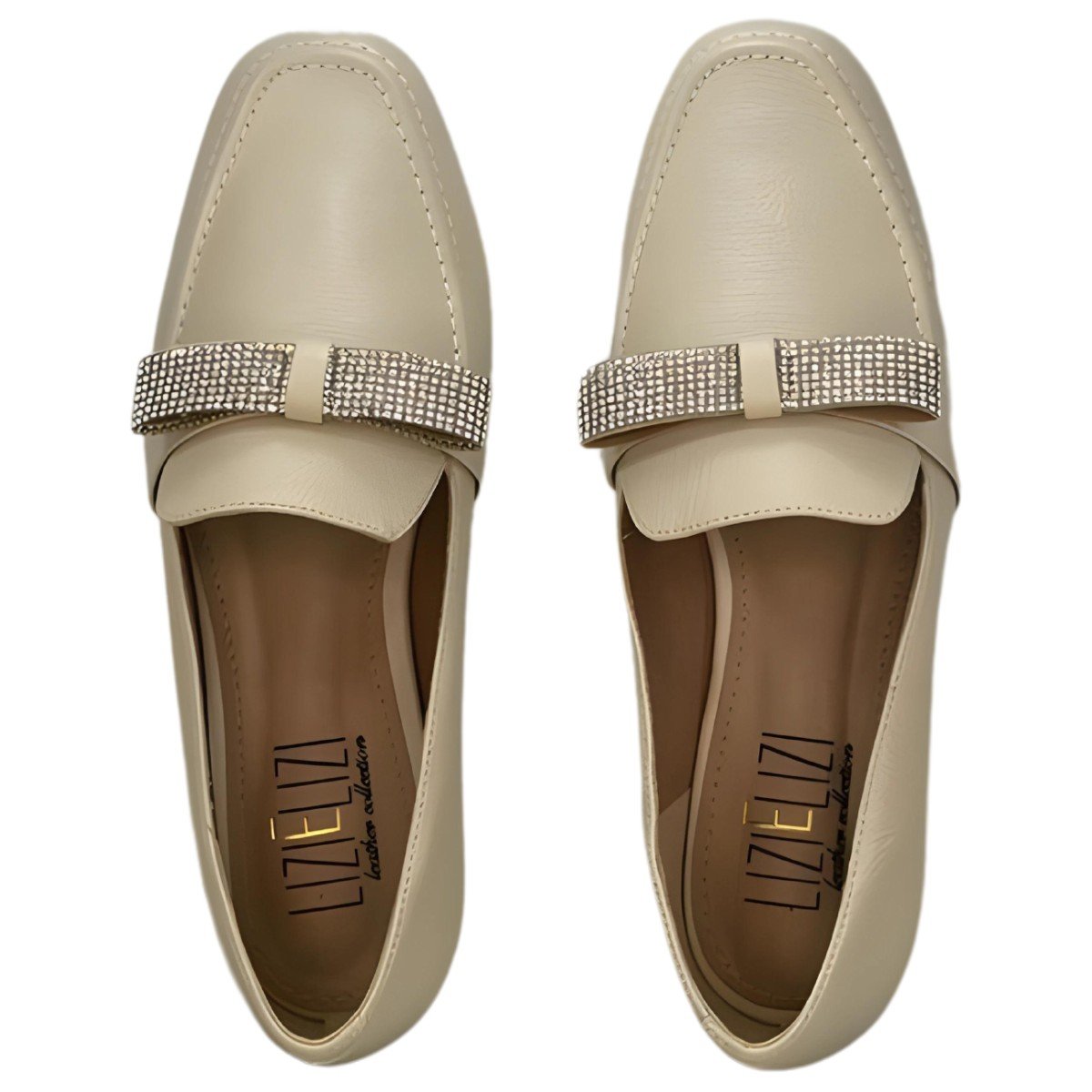 Sapato Loafer Feminino Couro Strass Lizi Lizi Branco 8